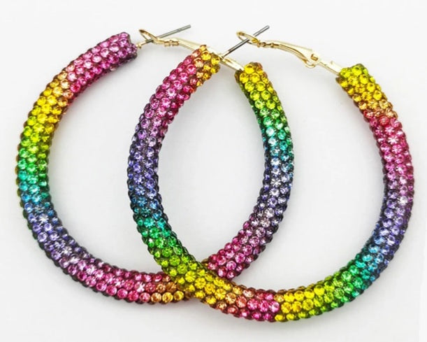 Beautiful Rhinestone Hoop Earrings