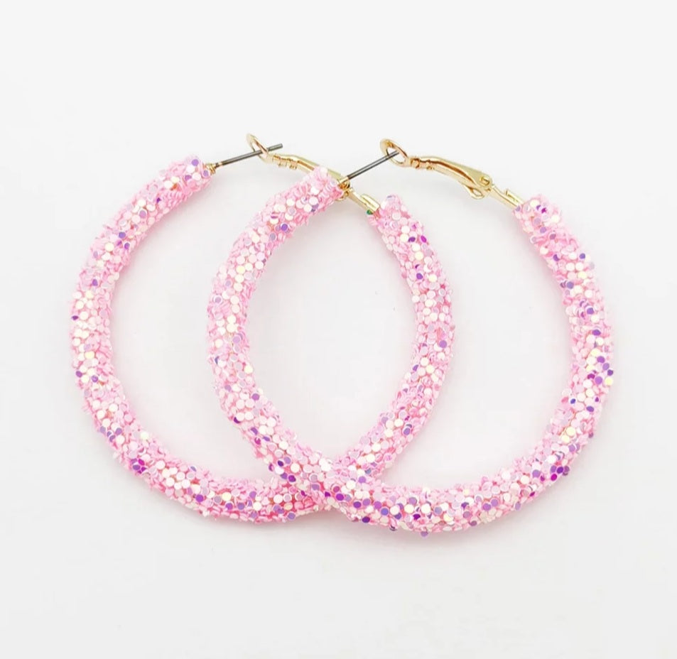 Beautiful Glitter Rhinestone Hoop Earrings