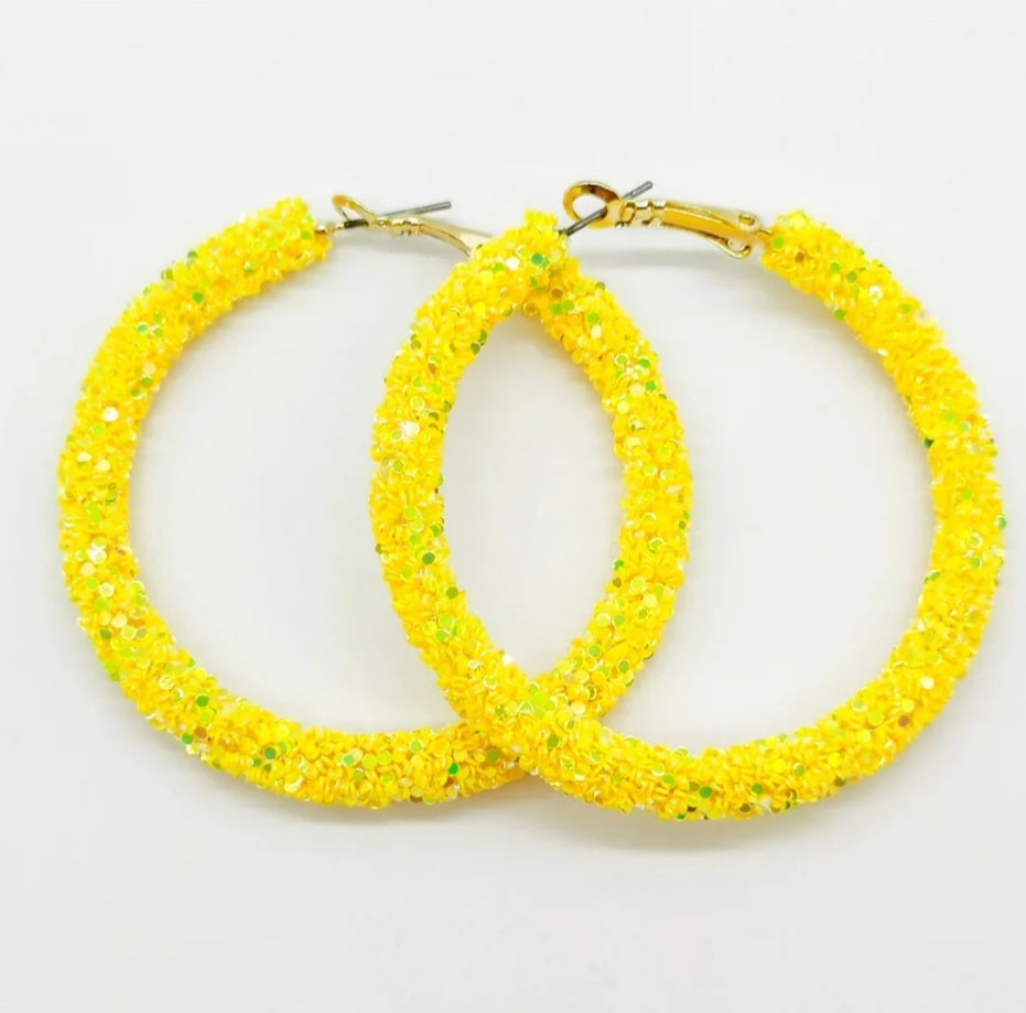 Beautiful Glitter Rhinestone Hoop Earrings