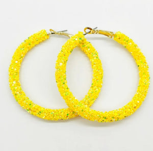 Beautiful Glitter Rhinestone Hoop Earrings