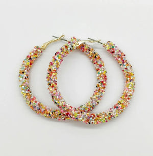 Beautiful Glitter Rhinestone Hoop Earrings