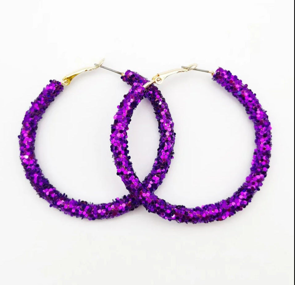 Beautiful Glitter Rhinestone Hoop Earrings