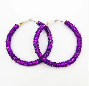 Beautiful Glitter Rhinestone Hoop Earrings