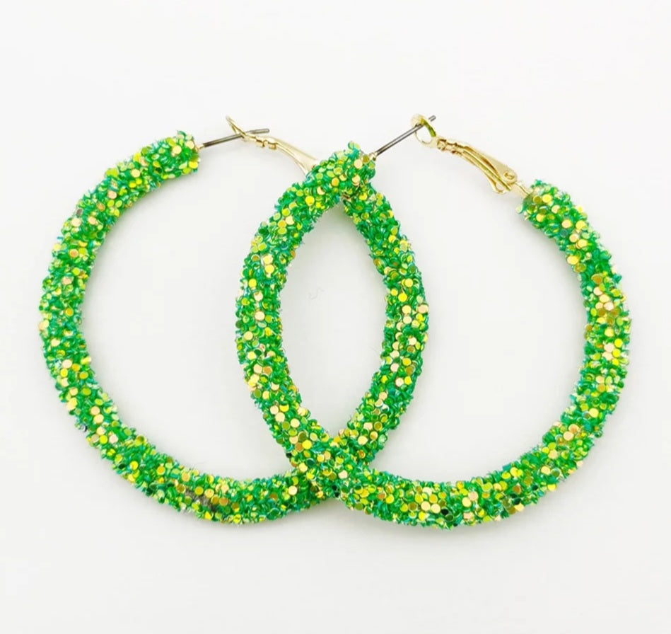 Beautiful Glitter Rhinestone Hoop Earrings
