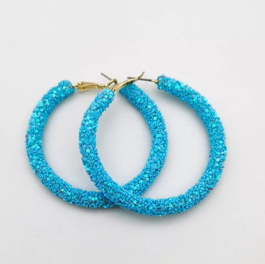 Beautiful Glitter Rhinestone Hoop Earrings