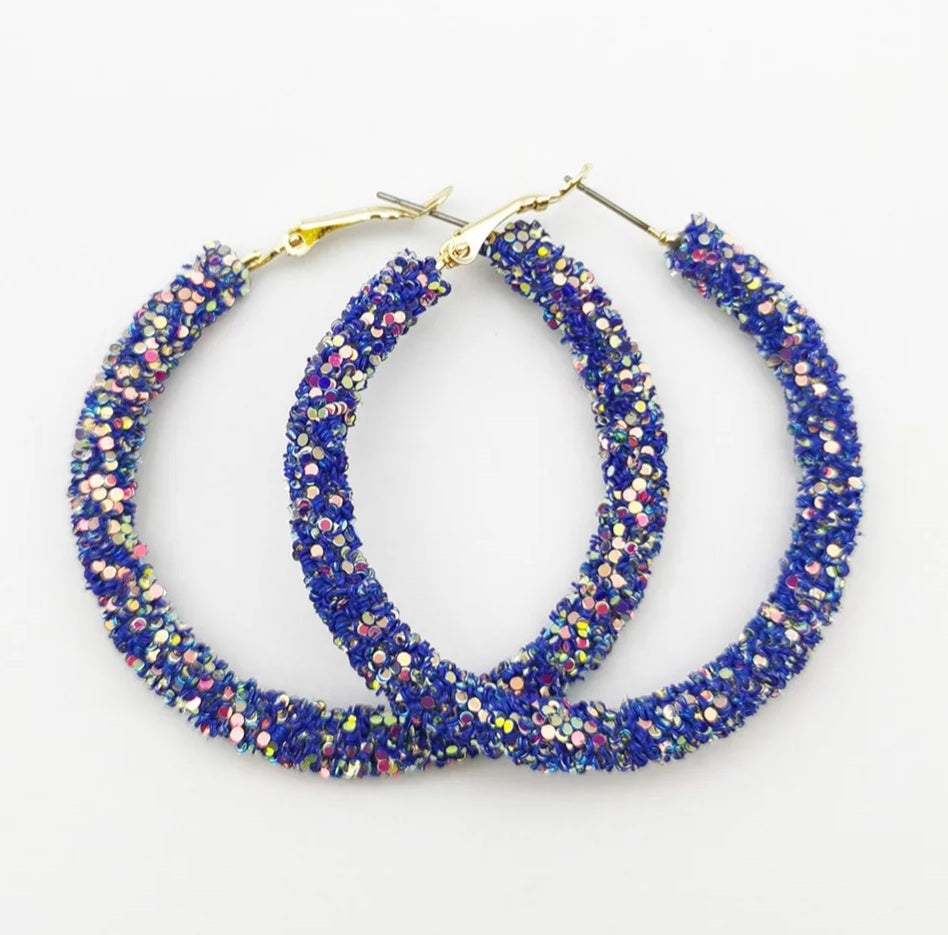 Beautiful Glitter Rhinestone Hoop Earrings