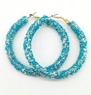 Beautiful Glitter Rhinestone Hoop Earrings