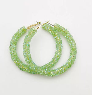 Beautiful Glitter Rhinestone Hoop Earrings